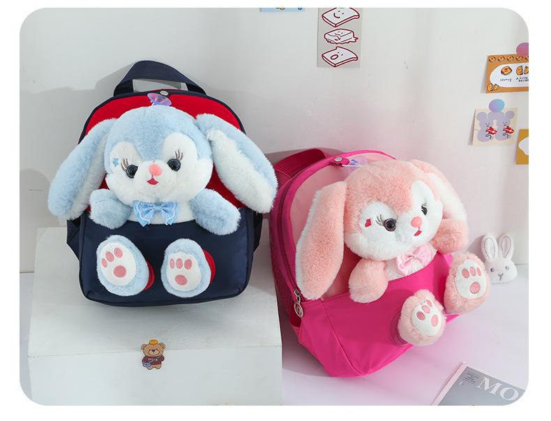 Product Introduction of Plush 3D Rabbit Backpack for Boys Girls Kids Children SchoolBag Cute Bow Tie Cartoon School Bags Kindergarten Preschool Baby Bag 16