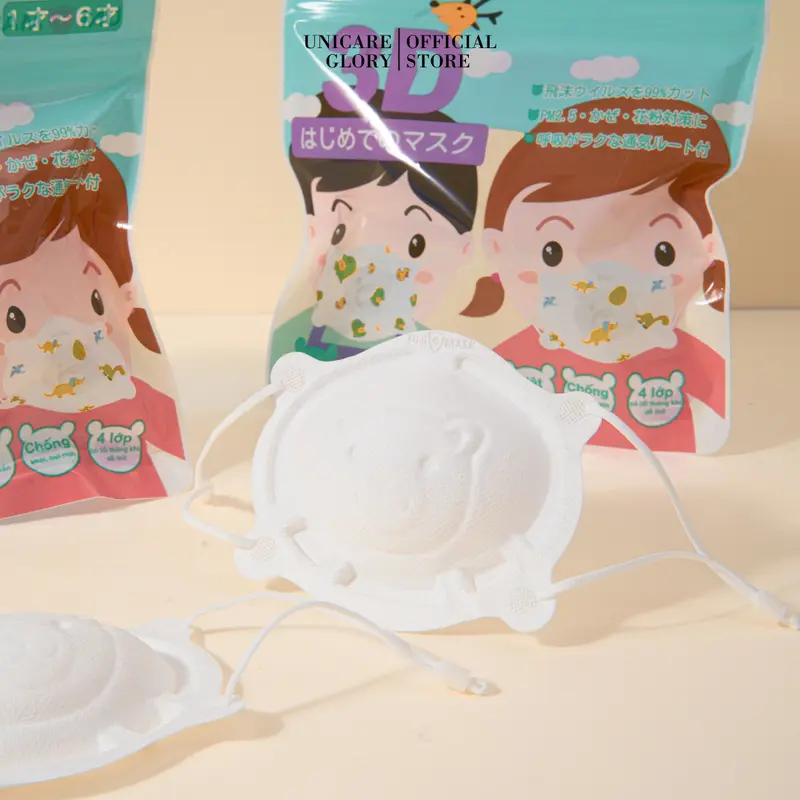 UNICARE Khẩu Trang Gấu 3D Kháng Khuẩn Cho Bé, Khẩu Trang chống Bụi Mịn Và Kháng Khuẩn Cho Bé 6 tháng -3 Tuổi, Quai Đeo Điều Chỉnh 4