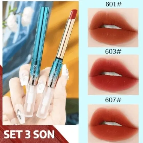 Son khóa màu chống nước Marc Buse, son môi bền màu kháng nước lâu trôi, chất son nhung lì, son 2 đầu Marc Buse Hàn Quốc