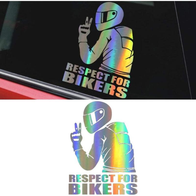 Motorcycle Reflective Sticker, Respect for Cyclists Reflective Sticker Decal Car Stickers Fashion Car Decoration Sticker (Multicolor) 3