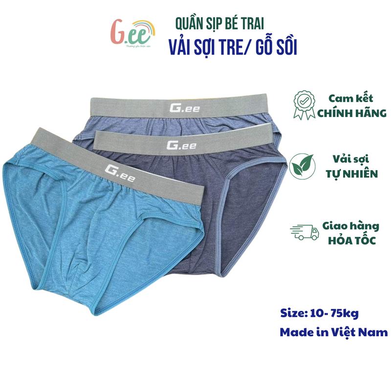 Quần Lót Bé Trai, Quần Sịp Tam Giác, Quần Xì Vải Sợi Tre Và Vải Gỗ Sồi Kháng Khuẩn Khử Mùi Tự Nhiên, Size 10-60kg, Gee động vật hoạt hình l