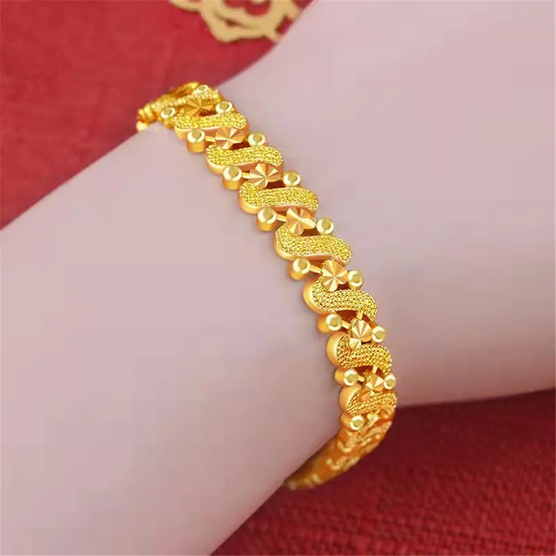 Vòng Tay Dây Chuyền Xích Màu Vàng Đồng Thau, Phong Cách Hàn Quốc, Vòng Tay Hạt May Mắn, Dành Cho Phụ Nữ, Thích Hợp Cho Đám Cưới Và Quà Tặng Sinh Nhật 2