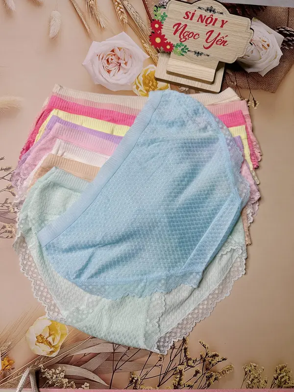 Combo 10 Quần Lót Nữ (0715) Chất Thun Lạnh Phối Viền Ren Mát Êm Dịu (Size 40-55 Kg) Nhung Women 3