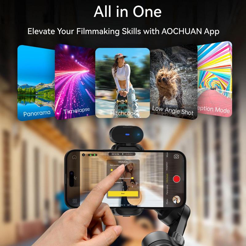 Product Introduction of 3-axis Cellphone Camera Stabilizer, AI Visions Sensor for Face Tracking, Wireless Selfie Stabilizer Camera Gimbal Compatible with iPhone & Android Smartphone for Vlog Recording, Stocking Fillers Gift 7