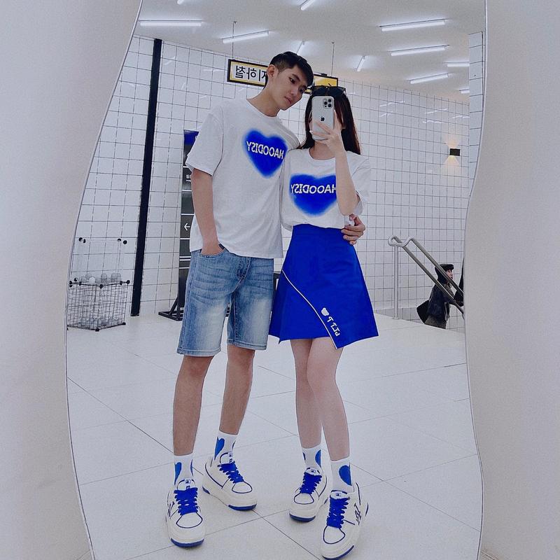 Áo Cặp Đôi Nam Nữ Couple Unisex Form Rộng Hình Trái Tim In Chữ Chất Liệu Cotton Quảng Châu Cao Cấp HAPPYLOVE H005 4