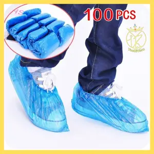 Sarung sepatu anti hujan plastik anti air isi 100pcs sarung sepatu medis anti kuman bakteri plastic shoes cover