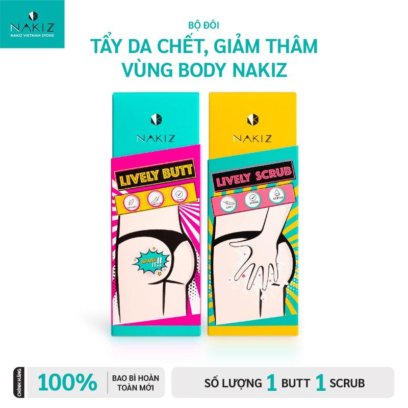  Bộ đôi tẩy da chết giảm thâm vùng body Nakiz Lively 