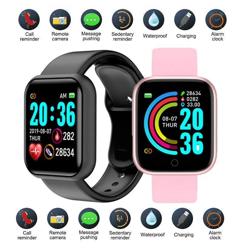smartwatch Y68 Remax Mini Bisa Custom Wallpaper Dan Menerima Notifikasi Sosmed - Jam Tangan Pintar bluetooth bracelet Layar Screen
