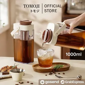 Tomoji Cold Brew Coffee Maker Bottle - Botol Pembuat Kopi Cold Brew 1L dengan Filter Mesh - Botol Cold Brew Kopi 1000ml / Pitcher Teh Infused Water Tahan Bocor BPA Free