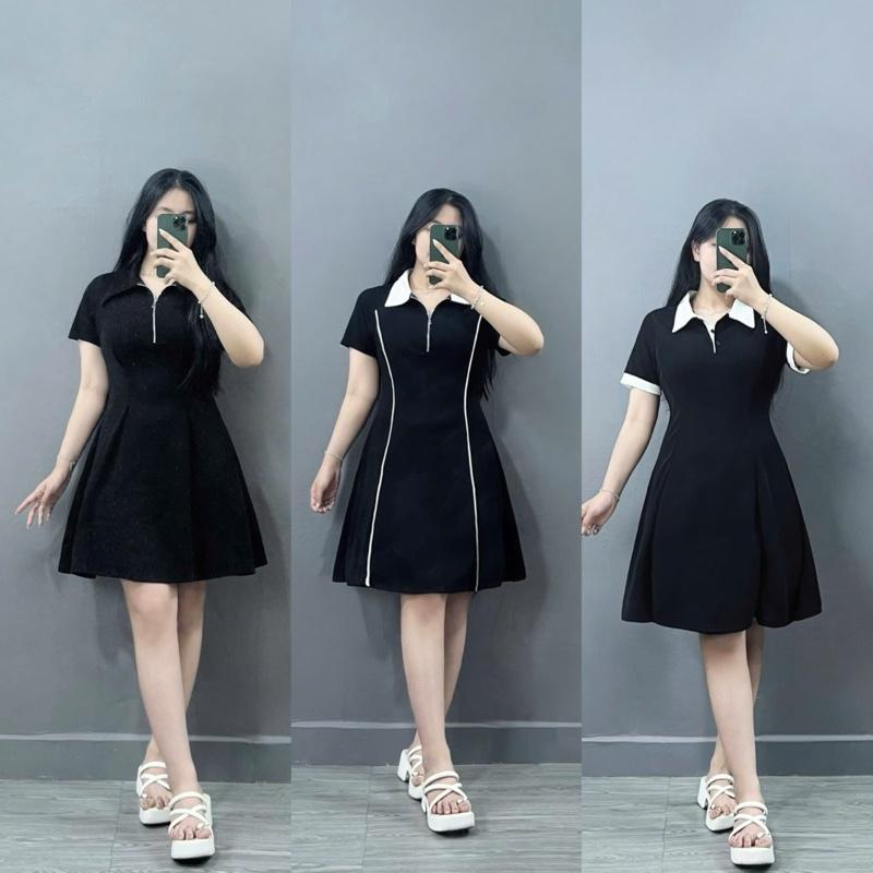  ĐẦM POLO BIGSIZE  tổng hợp các mã đầm  g93 g98 g228  đen tôn dáng cho nữ chubby từ  50-90kg  polo 