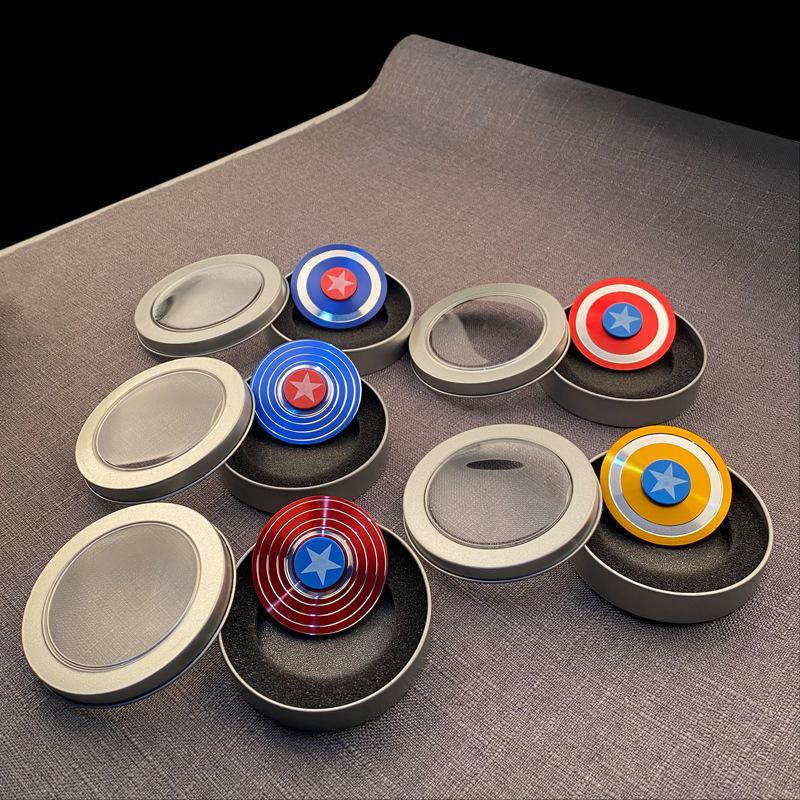 Product Introduction of Spider-Man Captain America Shield Fidget Spinner Metal Finger Spinner Toy for College Students Cool Stress Relief 0