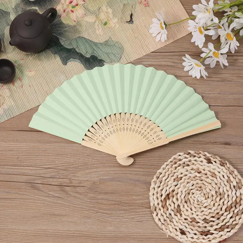 Hollow Out Design Bamboo Fan, 1 Count Portable Pink Folding Hand Fan, Decoration for Home Wedding Party, Mini Fan, Decorations Supplies, Decoration Items 4