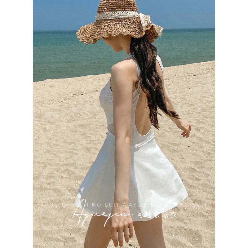 Product Introduction of 2023 New Fashion Korea Style One Piece Swimsuit Women's Small Fresh Backless Conservative Swimwear Holiday Beachwear 6