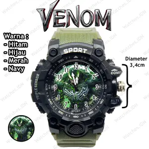Jam Tangan Anak Laki-Laki Sport Anti Air Karakter Venom Marvel Terbaru Fashion