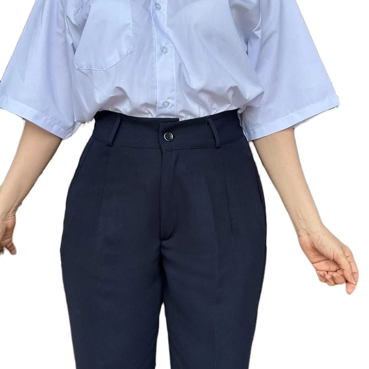 QUẦN TÂY XANH ĐEN ĐI HỌC 1 NÚT LƯNG CAO ( có size đại )