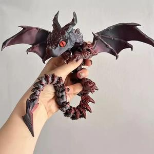 3 Dプリントされた翼のあるドラゴンの置物、1カウントのアールデコ樹脂ドラゴンの彫刻、テーブルトップの動物のテーマの装飾、部屋とデスクトップのディスプレイ用の多目的アートクラフトオーナメント