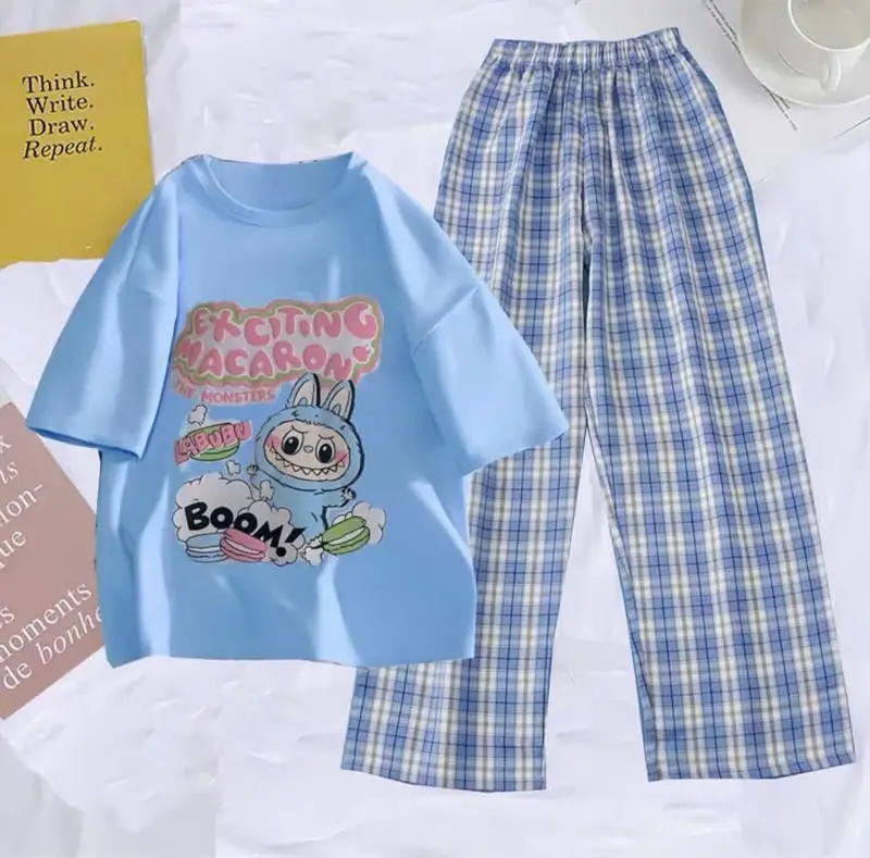 SÉT bộ áo thun quần dài CAPPYBARA LABUBU dành cho bé gái đủ size 9-45 kg chất liệu vải mềm mịn thoáng mát mã 876 4