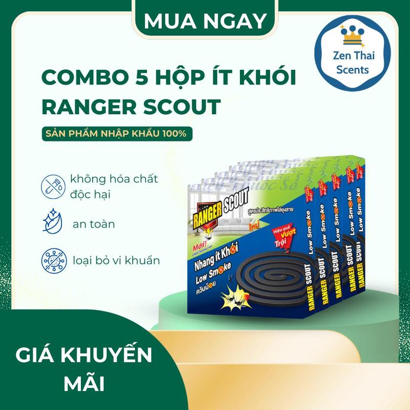  Combo 10 Hộp Nhang Muỗi Khoan Ít Khói Ranger Scout Hàng Chính Hãng 