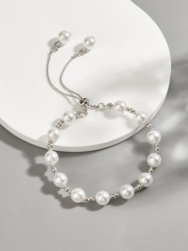 Faux Pearl Decorated Adjustable Strap Bracelet, Fashionable Jewelry for Women & Men, Trendy All-match & Exquisite Jewelry for Birthday Gift 3