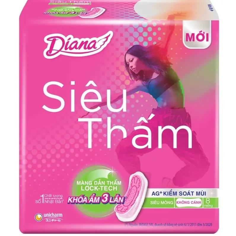 Com bo 6 gói Băng vệ sinh Diana siêu thấm, siêu mỏng không cánh Nữ