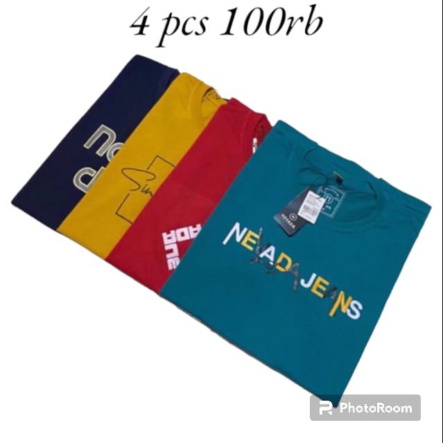paket 4 Pcs 100rb Kaos Newada pria 100 4pcs kaos pria distro bandung original asli kaos newada pria terbaru Kaos T-Shirt distro pria bandung Baju Dewasa Motif 7