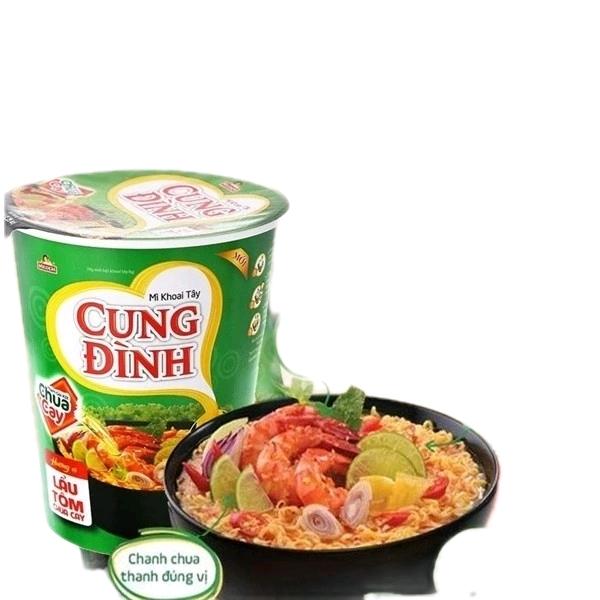 Thùng mì ly Cung Đình vị lẩu thái tôm chua cay 24 ly x 65g . Vị Chua cay mi tom gói 4