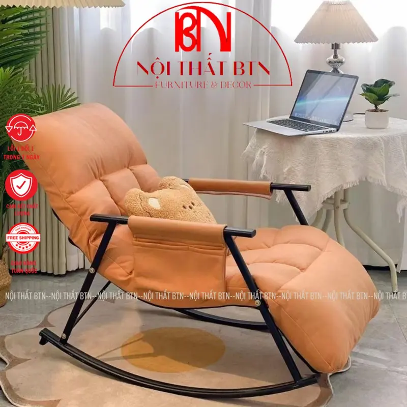 Ghế Bập Bênh Thư Giãn Khung Sắt, Ghế Lười Sofa Thư Giãn, Ghế Nằm Thư Giãn Xem Tivi 5