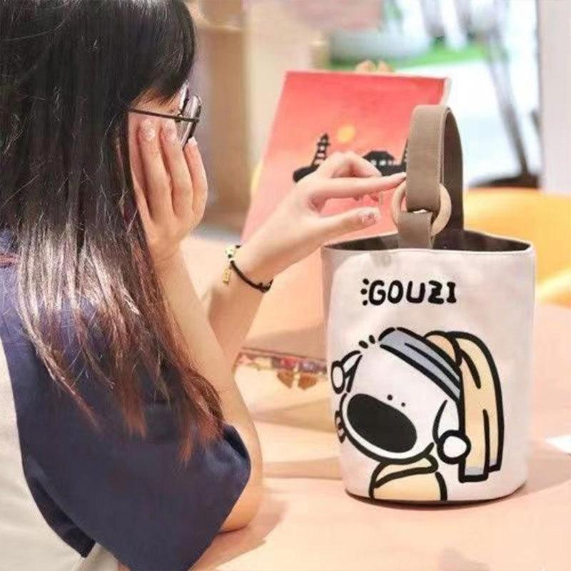 Office Worker Handbag Canvas Bucket Bag Cute Bucket Type Hand Bento Bag Bao Ma Out Handbag Outdoor Sports 4