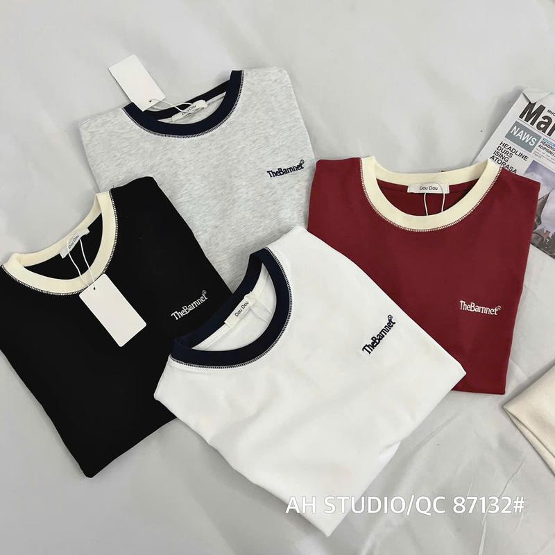 Áo thun cổ bo viền hàng QC phông tròn 2