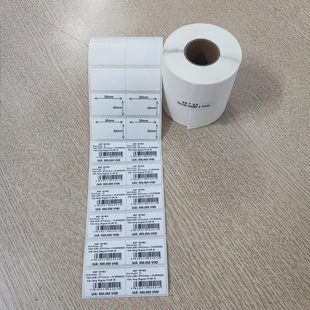 Decal nhiệt trực tiếp 2 tem (35x22)mm≈ 2000tem