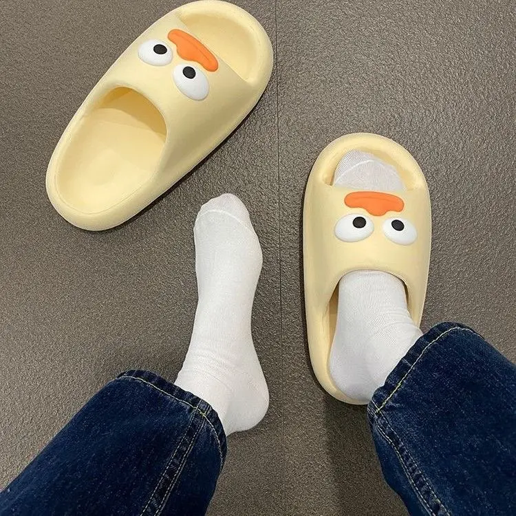 Selipar Pasangan Platform Kartun, Bahan Eva, Untuk Wanita dan Lelaki, Sesuai untuk Kegunaan Dalaman, Rumah, Tidak Licin, Deodoran, Sandal Asrama Rumah, Sesuai untuk Musim Panas, Boleh Dipakai di Luar