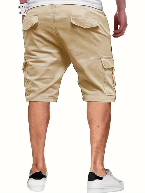 Men's Solid Pocket Cargo Shorts, Regular Fit Casual Comfy Breathable Shorts for Summer, Men's Bottoms for Daily Wear 6