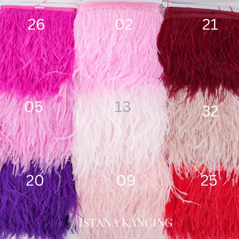 Bulu Ostrich Mewah Import Halus Lembut Panjang 10-15mm Bulu Feathers Bordir Renda 1