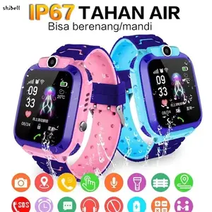 COD Q12 Anti Air IP67 tangan anak telepon/Smartwatch Jam tangan anak untuk telepon-Gps Digital Waterproof Kids Smart Watch -BELL Layar Monitor