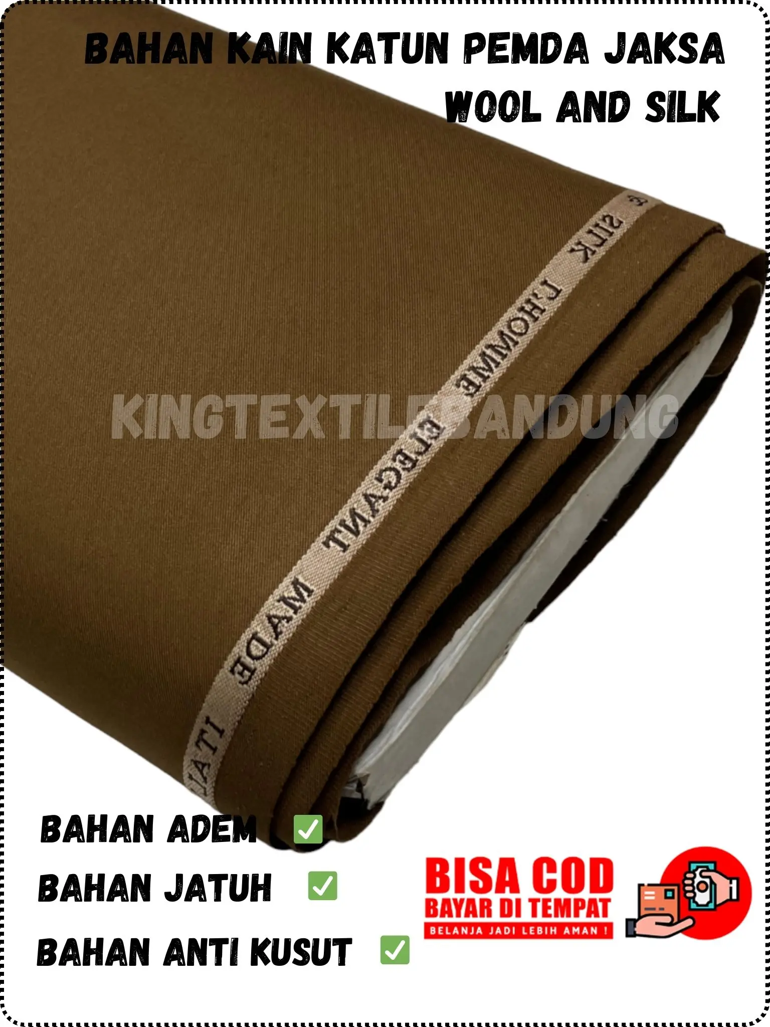 KAIN KATUN KHAKI TUA JAKSA WOOL AND CASHMERE