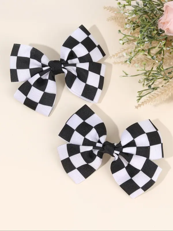 Checkerboard Pattern Bow Decor Hair Clip, Cute Hair Accessories for Girls, Minimalist Headwear Suitable for Thick Hair, Fashion Hair Accessories for Party, Daily Clothing Decor 6