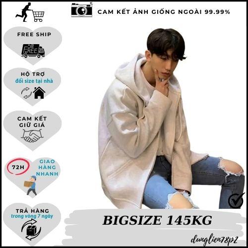áo khoác hoodie zip big size nam nữ có size tận 140kg from to nón rộng mũ hai lớp có túi trong Menswear Kem Nhung Dài Tay Shirt