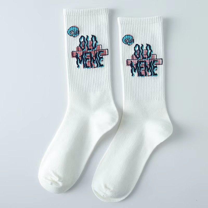 Product Introduction of Socks Men's Mid-Calf Length Sock Cotton Socks Spring and Autumn Sweat Absorbing Sports Student Basketball Winter Long Graffiti Trend Men's Socks Menswear Lingerie Bowling Tropical 9