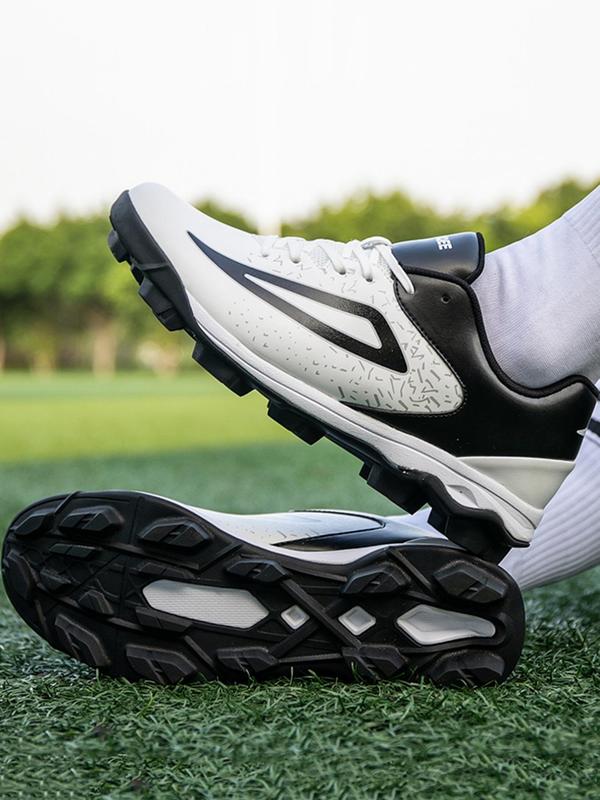 Men's Colorblock Lace Up Baseball Shoes, Casual Sporty Low Top Shoes for All Seasons, Breathable Comfortable Sports Shoes for Baseball 1