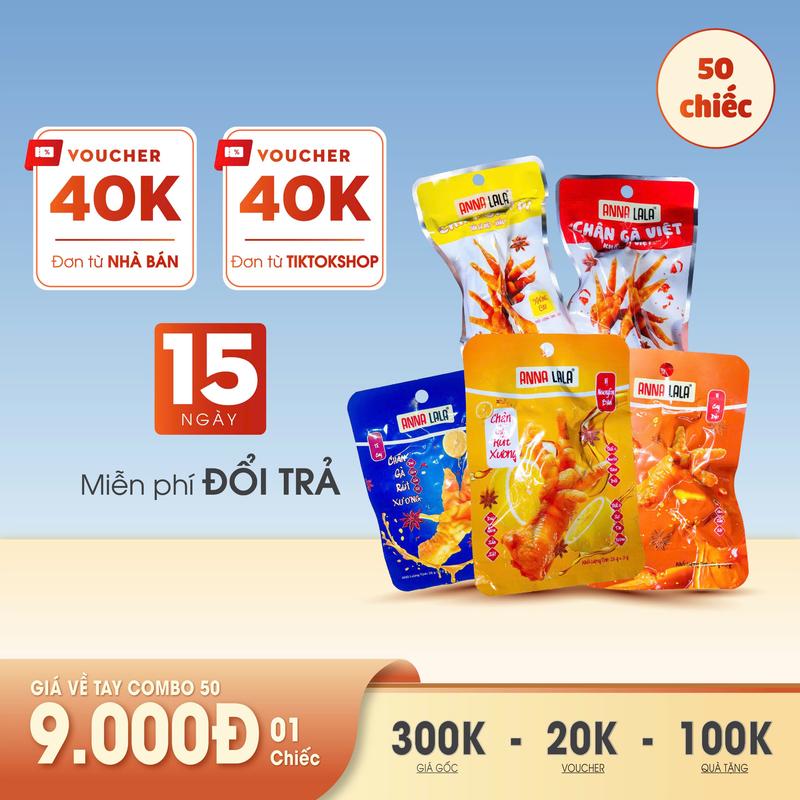 Combo 50 chiếc chân gà rút xương, có xương Annalala, vị cay, không cay, thơm ngon Ăn VẶt Food chângàrútxương chân  gà
