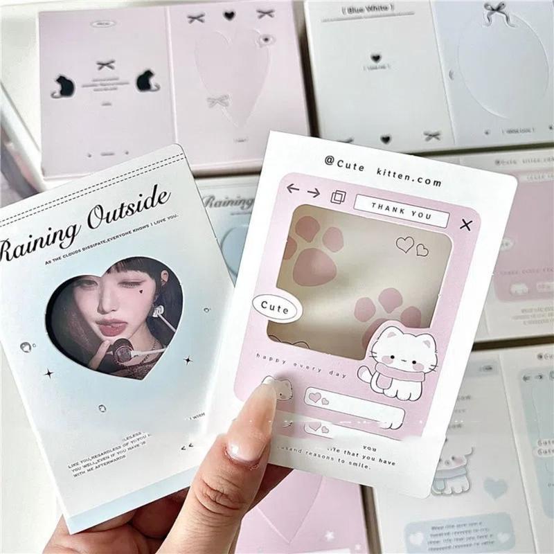 asdfger 6pcs/30pcs New Folding Photocard Holder Hollow Kpop Photo Card Back Card DIY 3 Inch Packing Fixed Cardboard Idol Photo 7