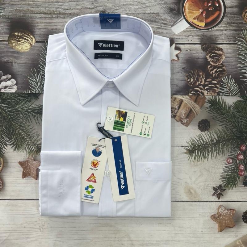 Áo Sơ Mi Nam Dài Tay Trắng Trơn Viettien 430 -590