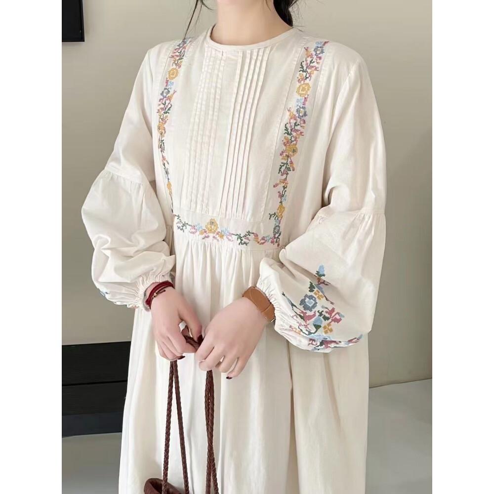 CHICMORE Gaun Gaya Rok A Line Longgar Gaya Kasual Modis Lengan Panjang Untuk Wanita