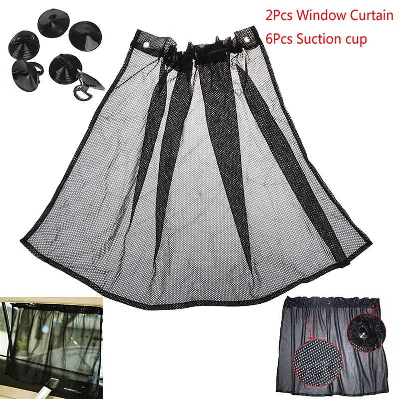 Universal 2Pcs Car Van Truck SUV VIP Window Curtain Anti-UV Sunshade Visor