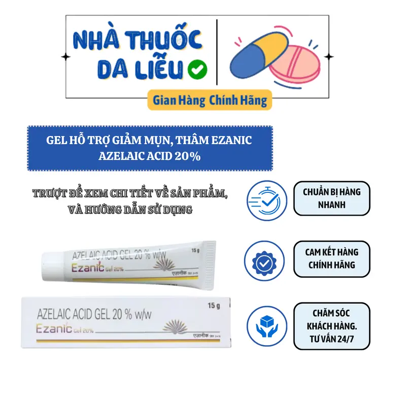 E.z.a.nic Gel Azelaic A.cid 20% giảm thâm, mụn 15g Gel chăm sóc da - Skincare Làm Đẹp Da 4
