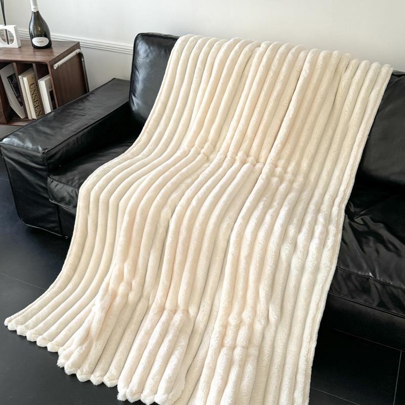 Product Introduction of Solid Color Jacquard Blanket, 1 Count Soft Comfortable Warm Throw, Air-conditioned Room Blanket, Warm Nap Blanket for Home & Office & Travel 7