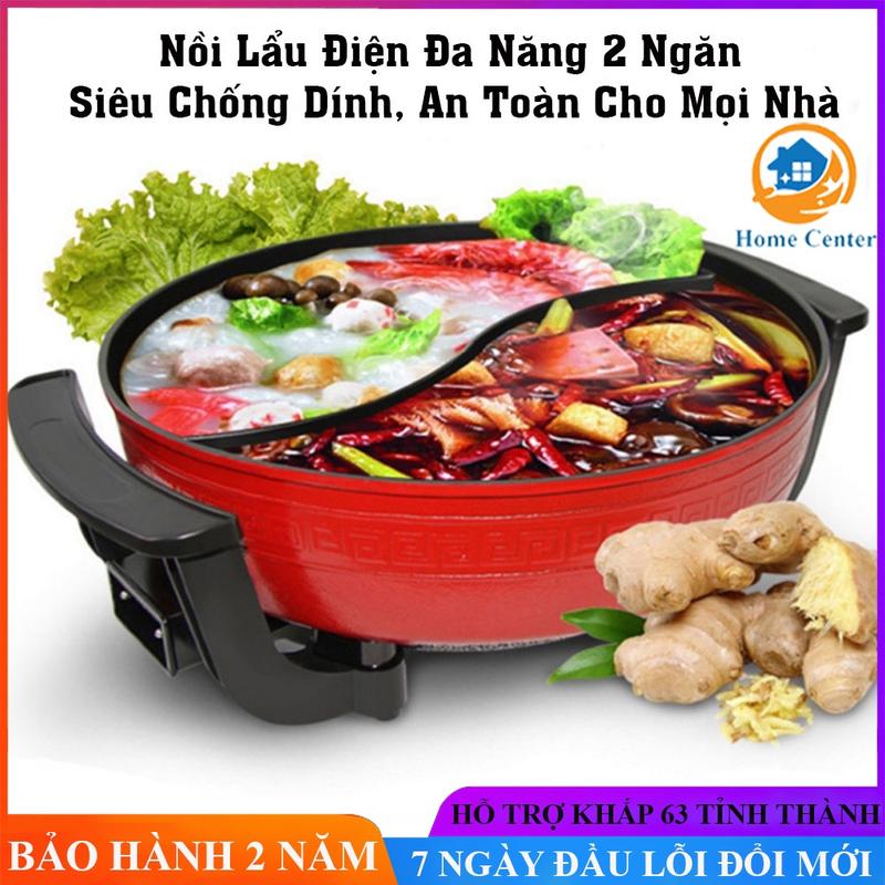 Nồi lẩu tròn 2 ngăn đa năng, nồi lẩu chống dính cao cấp tiện lợi với 5 mức chỉnh nhiệt làm nóng nhanh với công suất 1300W. Bảo hành 2 năm, lỗi đổi mới 7 ngày đầu do nhà sản xuất.