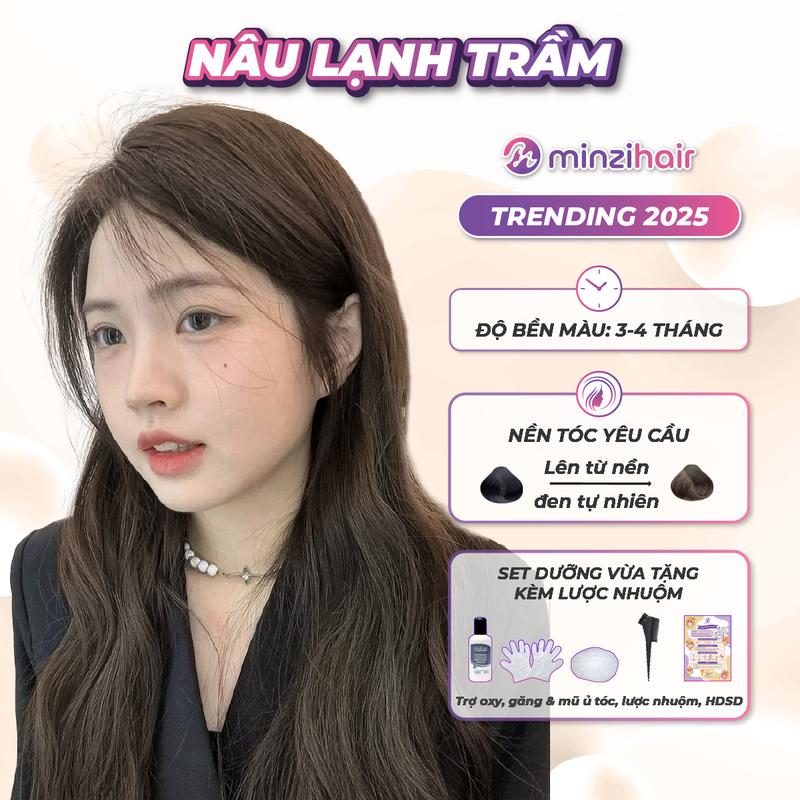 Thuốc nhuộm tóc Màu Nâu Lạnh Trầm - Lên từ nền tự nhiên - Minzihair HCM