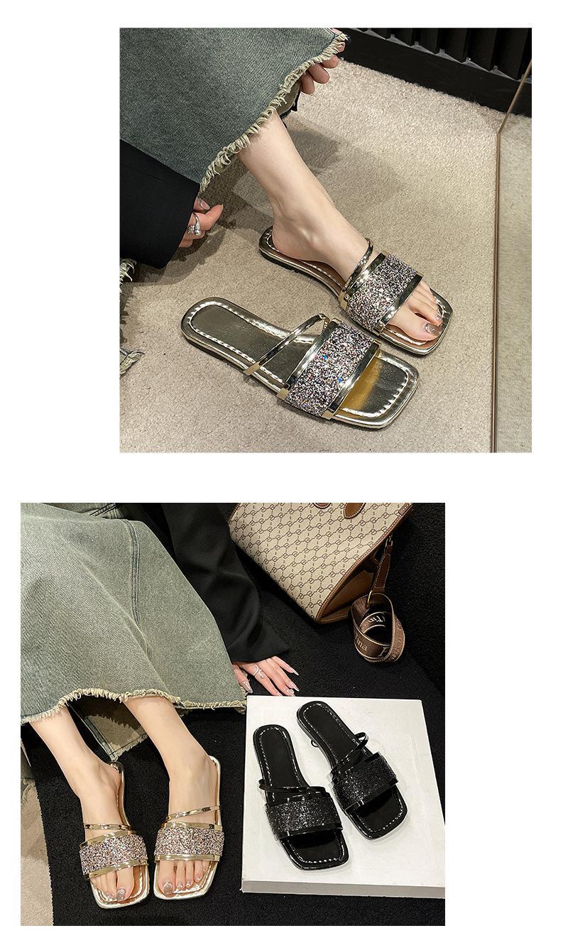 Product Introduction of Office slippers women's new transparent rhinestone soft-soled flip-flops 7