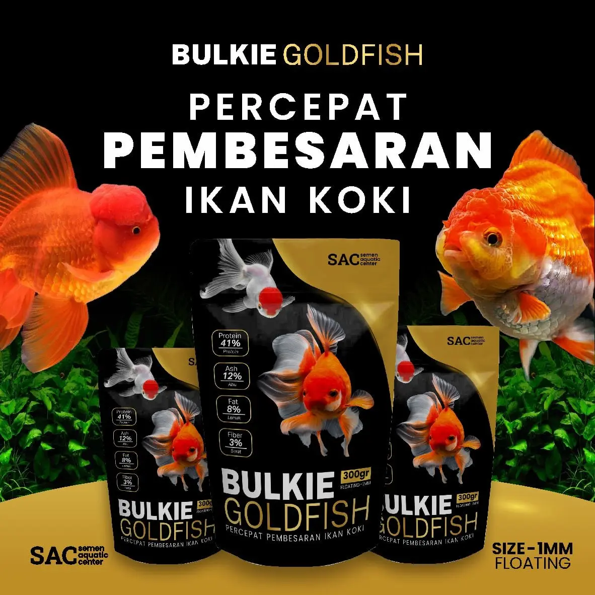 Pakan Ikan Koki Bulkie Gold Fish untuk Pembesaran Growth 300gr